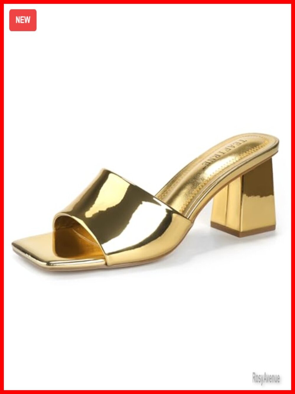 Mule Heels for Women, Square Open Toe Block Heeled Sandals, Slip On Shoes